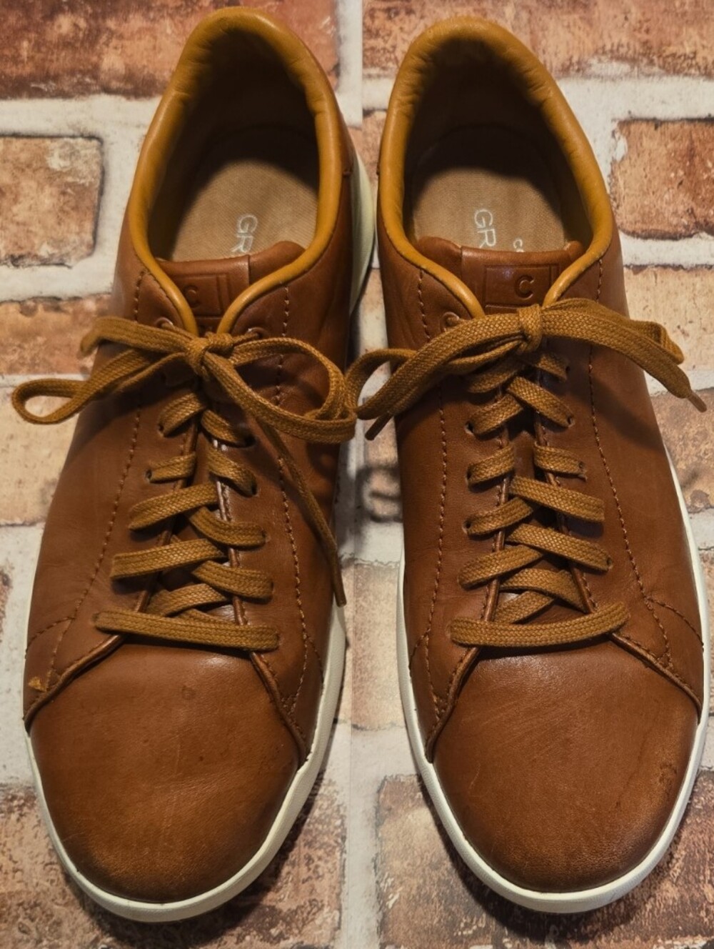 Cole Haan Brown Leather Low-Top Sneakers with White Sole